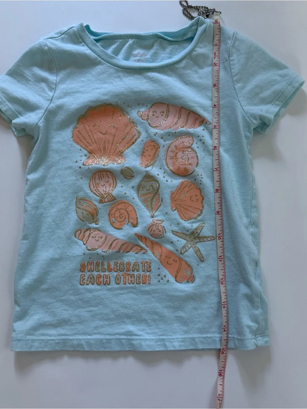 Carter’s Seashell Graphic Tee Girl’s Size 4T Beachy Coastal Pastel Blue Ocean